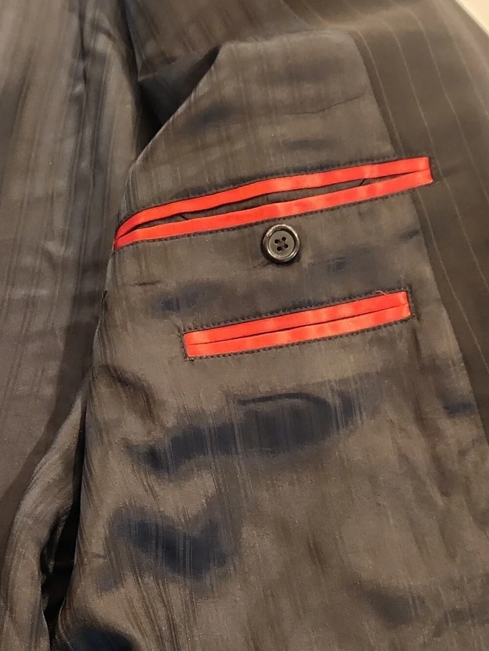 HUGO Black Pinstripe Suit Jacket